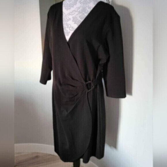 M.I.K.O Black Wrap Midi Dress NEW Sz XL 12-14 - Picture 4 of 9